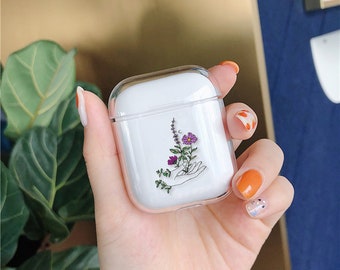 Hand Lavender airpods pro cases clear airpod 1 2 pro case airpod case keychain cute airpod clear airpod case cases with keychains case cm024