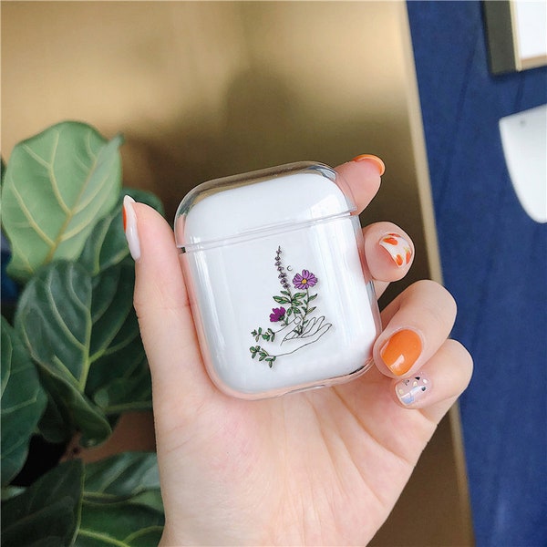 Hand Lavender airpods pro cases clear airpod 1 2 pro case airpod case keychain cute airpod clear airpod case cases with keychains case cm024