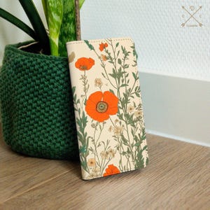 Funda tipo cartera con diseño de amapola roja para Google Pixel 9 Pro, 6, 6a, 7a, 8a, Samsung S24, S23, S22, S21, S20, A25, A54, piel sintética, iPhone 16, 15, 14, 13, 12, 11, 8, 7 cm046