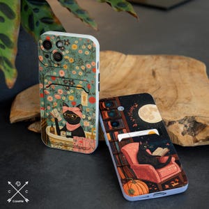 Étui pour carte drôle chat noir pour iPhone 15 pro max iPhone 12 mini 14 plus 13 xr XS X Samsung Note 20 Galaxy S24 Ultra S23 S22 S20 cm034
