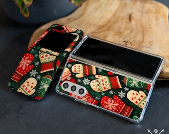 Christmas winter mitten case for Samsung Z Flip 6 Z Flip 5 4 3 5g Z Fold 4 5g Z Fold 6 plastic Google Pixel 9 pro Fold Moto Razr Plus cm022