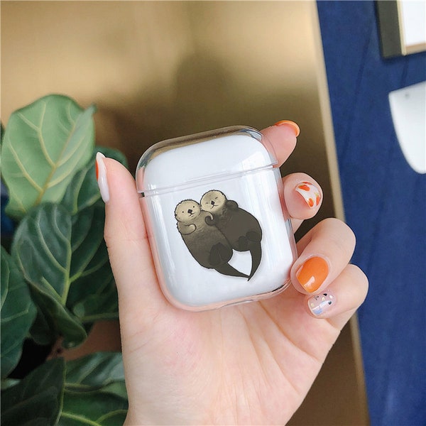Otter AirPods Case Cover Pour Apple AirPods pro case Airpods Case Funny Airpods Design Transparent Clear Shockproof Case AirPods 2 case cm064