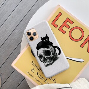 Skull Black Cat iPhone 14 13 12 11 pro max iPhone xs x max case iPhone xr phone case phone case iPhone 11 case iPhone 8 plus case xr c091 image 2