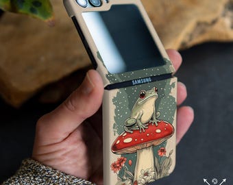 Frog mushroom case for Samsung Z Flip 5 Z Flip 6 4 3 5g Moto Razr Plus Google Pixel 9 pro Fold Galaxy Z Fold 6 5g Z Fold 4 plastic cm032-2