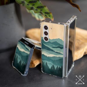 Funda de bosque de montaña para Samsung Z Flip 7 5g Z Flip 6 5 4 Z Fold 6 5g Z Fold 4 TPU plástico Moto Razr Plus Google Pixel 9 pro Fold cm024-2