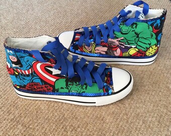 Superhero Deadpool Hand Painted High-Tops Canvas Shoes Adult Ankle Sneakers New