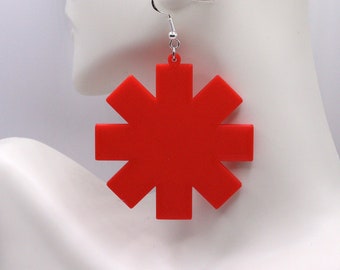 Pendientes impresos en 3D de Red Hot Chili Peppers (joyería ligera para festivales con logotipo de estrella RHCP)