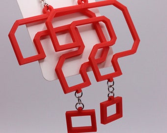 Pendientes impresos en 3D Tipper Dangle (joyería ligera con signo de interrogación EDM DJ Festival)
