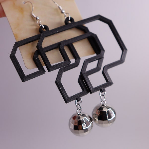 Tipper Disco Ball 3D Printed Earrings (Lightweight Question Mark EDM DJ Festival Jewelry)