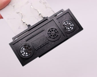 Pendientes de altavoz estéreo Boombox (joyería de festival de música EDM)