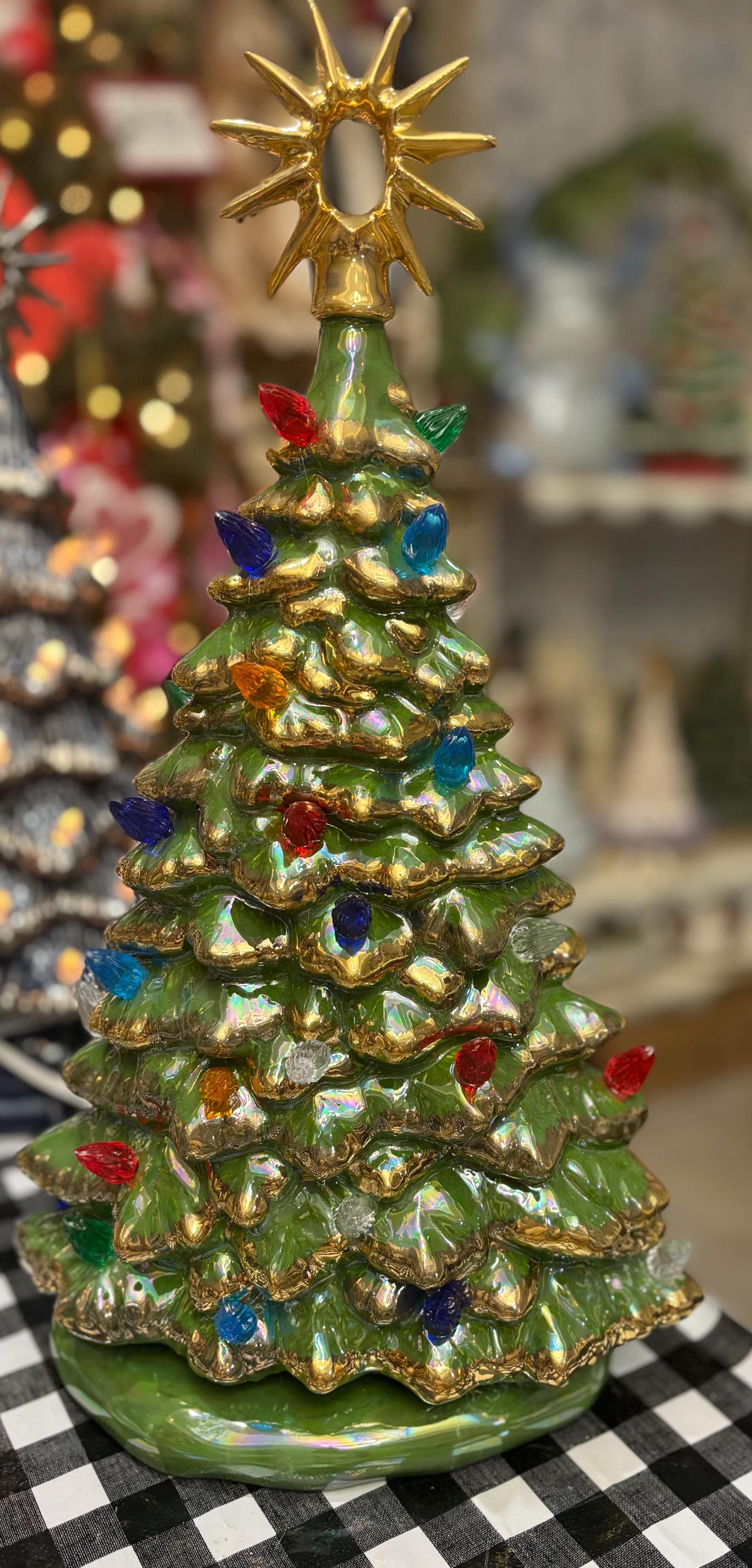 Handcrafted Cermaic Light up Christmas Tree With 24k Gold Accent
