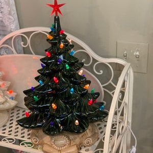 Handcrafted Ceramic Light Up Vintage  Christmas Tree