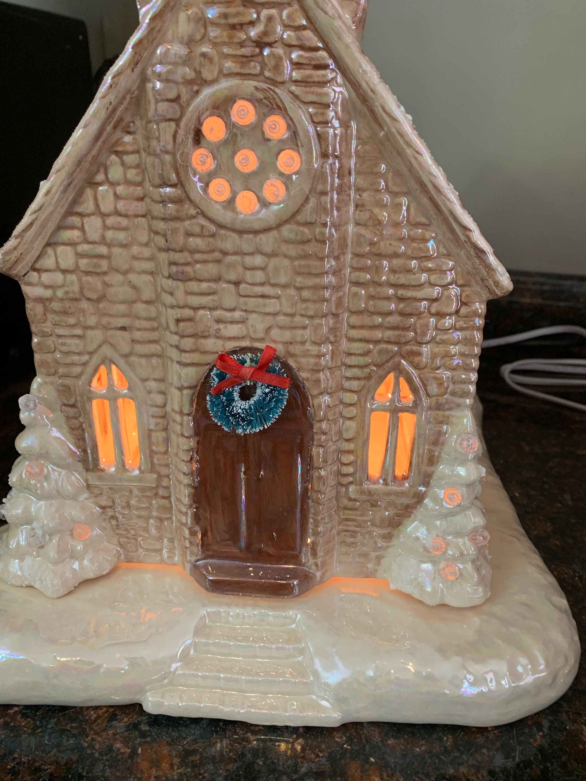 Ceramic Light up Church Etsy