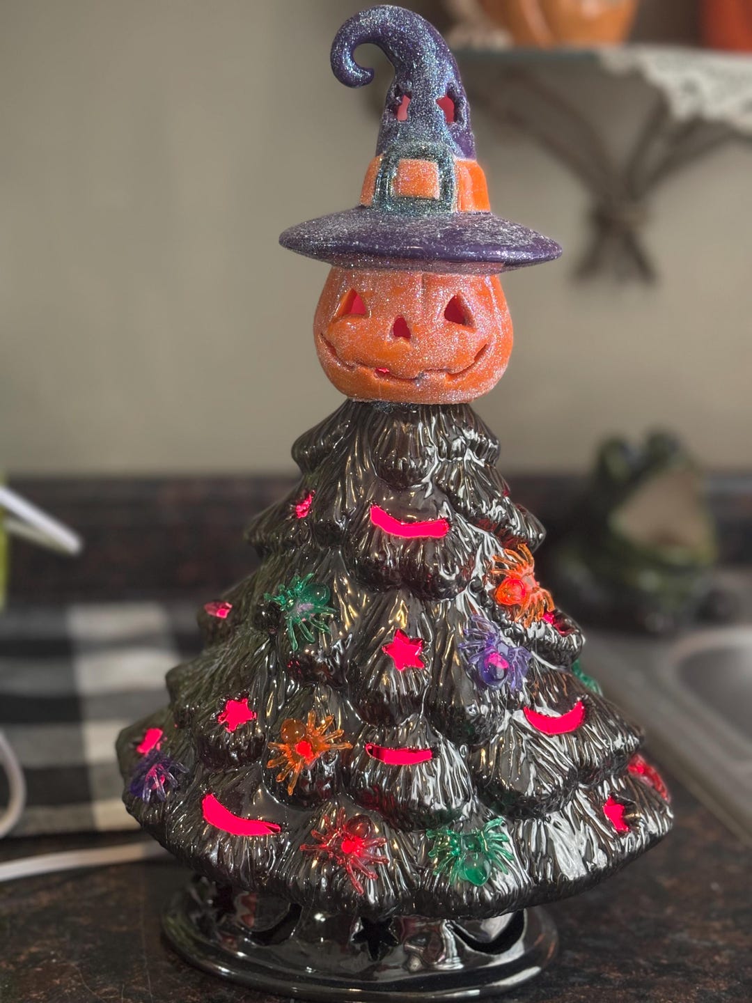 Handcrafted Ceramic Light up Halloween Tree With Pumpkin Topper - Etsy