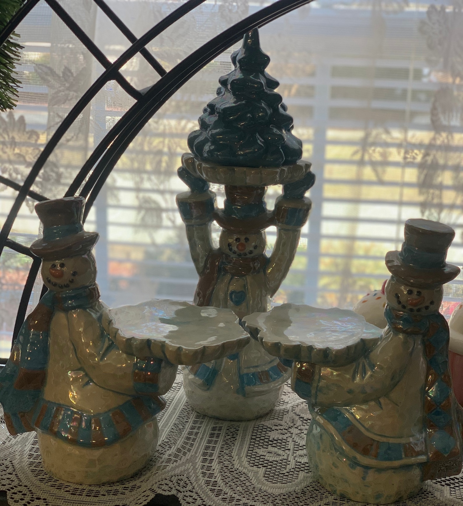 Ceramic Snowman Candle Holders Set of 3 Etsy