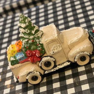 Handcrafted Old  Truck with Christmas Decor in the bed