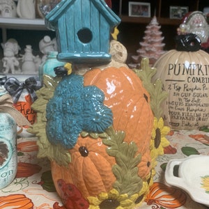Handcrafted Ceramic Birdhouse Harvest Pumpkin