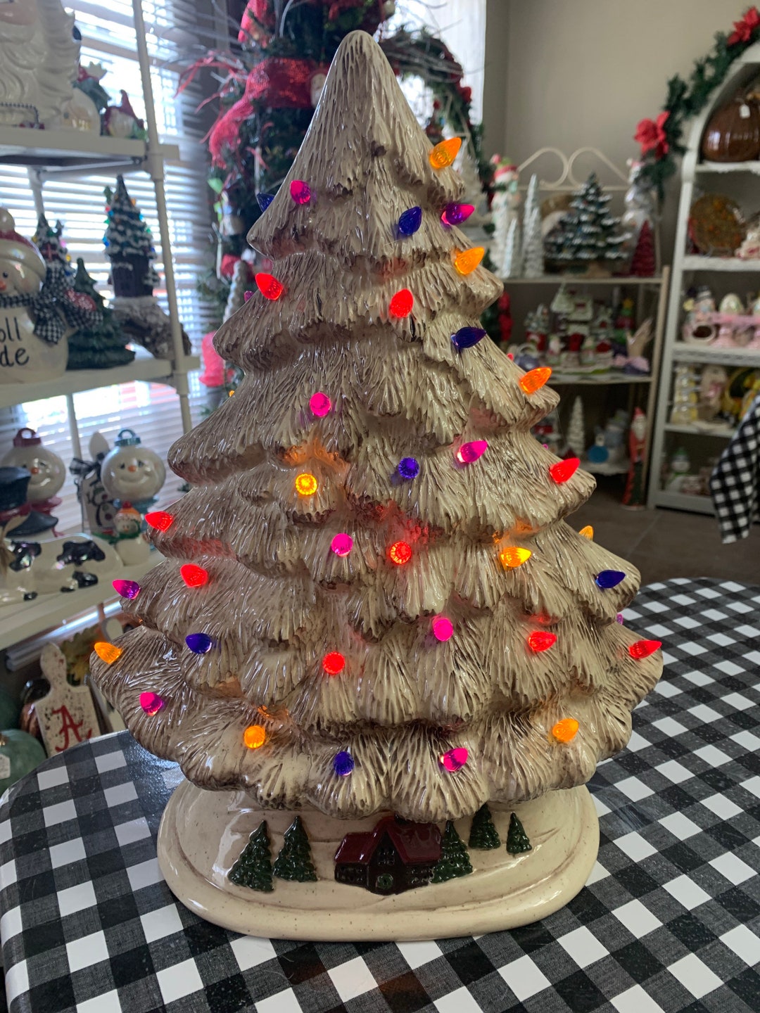 Light up Ceramic Christmas Tree Etsy