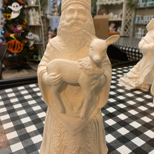 Papá Noel de bisque vintage con ciervo