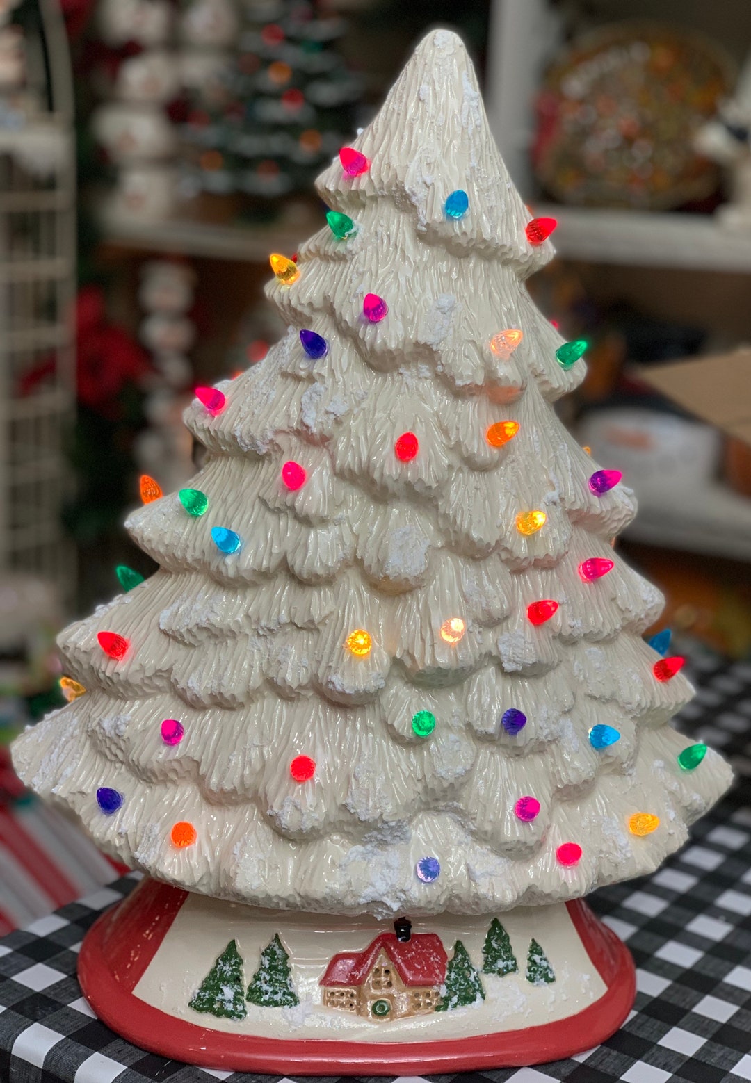 Light up Ceramic Christmas Tree Etsy