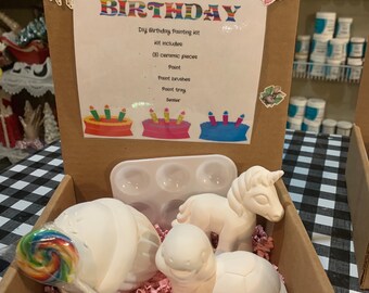 Ceramic Painting Kit for Kids, Unicorn Cupcake Turtle, Paint Your Own Ceramic Set, DIY Craft Kit, Handmade Art Supplies, Made in USA