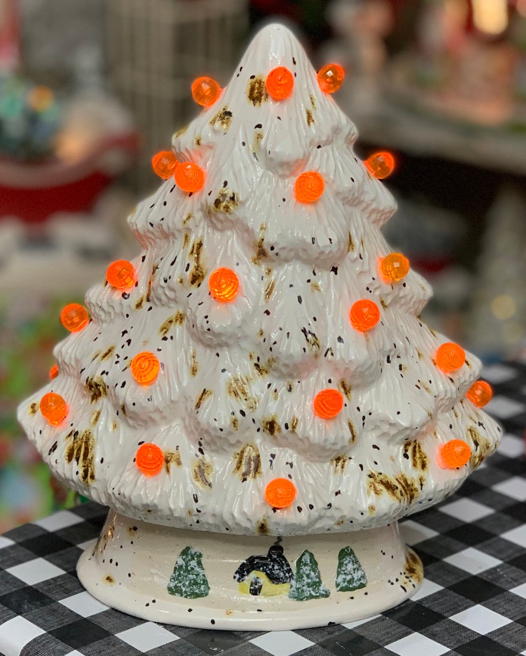 Light up Ceramic Christmas Tree With Scene Etsy