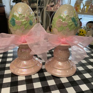 Handcrafted Easter Eggs on Pedestal