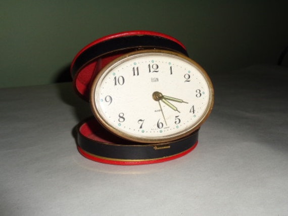 Rare Vintage Elgin Travel Alarm Clock Working West Germany Rare Vintage Elgin Travel Alarm Clock, Elgin Travel Alarm Clock