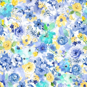 Michael Miller Muse Floral DCX9723-BLUE-D - Taglio continuo da un metro per quilting, cucito e artigianato