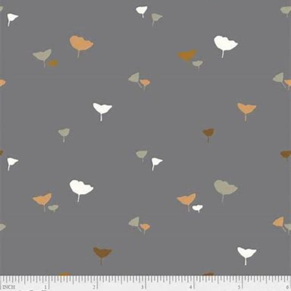 Au Naturel - par Jacqueline Schmidt pour P&B Textiles - 04901 S Ginko gris acier - Coupe d'un mètre en continu pour le matelassage, la couture et les travaux manuels