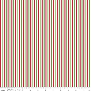 Christmas Stripe 1/8&quot; - Riley Blake Designs - Red Green White Holiday - One Yard - Cut Continuously -100% cotton fabric Quilting, Apparel
