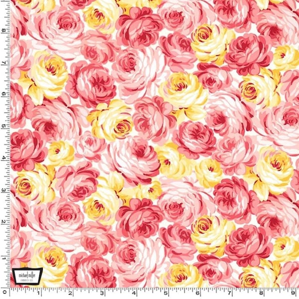 Tela floral Country Cottage Garden - Michael Miller CX9232-PEAC-D - Corte de una yarda continuamente para acolchar, coser y manualidades