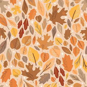 Woodland Cotton - Autumn Woods Leaf Stripe Brown - Zirkus Design for Paintbrush Studio Fabrics 120-3110 One Yard Cut Continuously