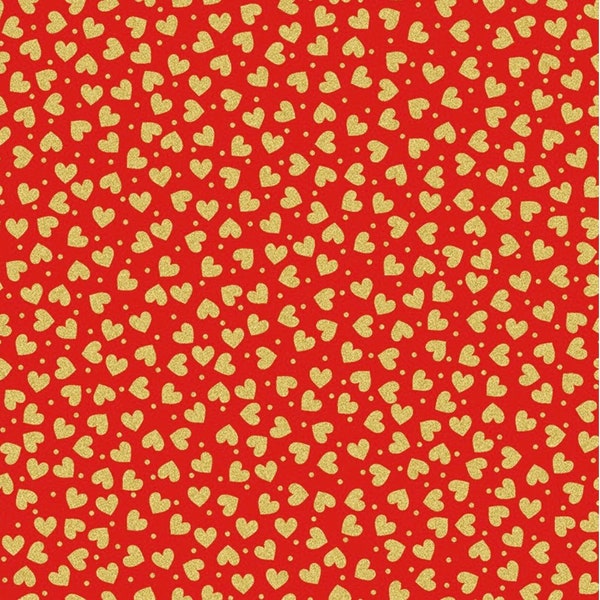 Kanvas Studio Cherish by Greta Lynn - Mini Hearts Red - One Yard Cut Continuously - 100% Quality Cotton for Sewing and Quilting