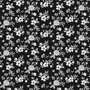 Black Floral Fabric Riley Blake Black Tie Collection - Half Yard Cut - Quilting Cotton