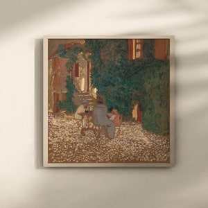 Comida en un jardín por Edouard Vuillard 1898 óleo sobre cartón arte vintage imprimible