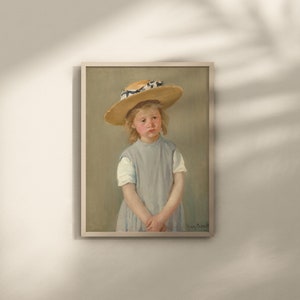 Child in a Straw Hat by Mary Cassatt c. 1886 oil on canvas printable vintage art