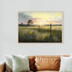 Vintage Painting Nebraska Fields, Nature Scene Printable, Print in over 25 sizes, Instant Download