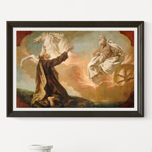 Elijah Taken Up in a Chariot of Fire by Giuseppe Angeli c. 1740/1755 oil on canvas printable vintage art