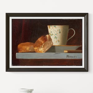 Breakfast by John Frederick Peto c. 1890s oil on academy board printable vintage painting.