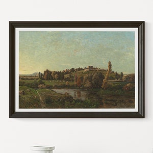 Landscape in Auvergne by Henri Joseph Harpignies 1870 oil on canvas printable classic art.