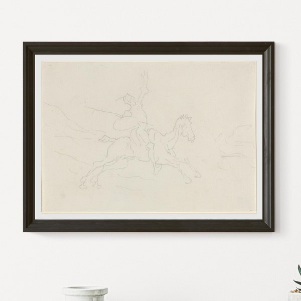 Don Quixote by Honore Daumier  crayon on laid paper printable classic art.