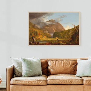 Notch of the White Mountains by Thomas Cole oil painting in blue and green, vintage art.