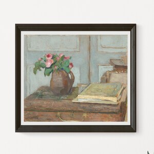 The Artist's Paint Box and Moss Roses autorstwa Edouarda Vuillarda 1898, olej na tekturze, nadający się do druku, zabytkowy obraz