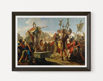 Queen Zenobia Addressing Her Soldiers by Giovanni Battista Tiepolo 1725/1730 oil on canvas printable vintage art