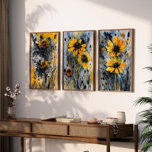 Marigold October Birth Flower, Printable Wall Art, Orange and Yellow Autumn Decor, Set of 3