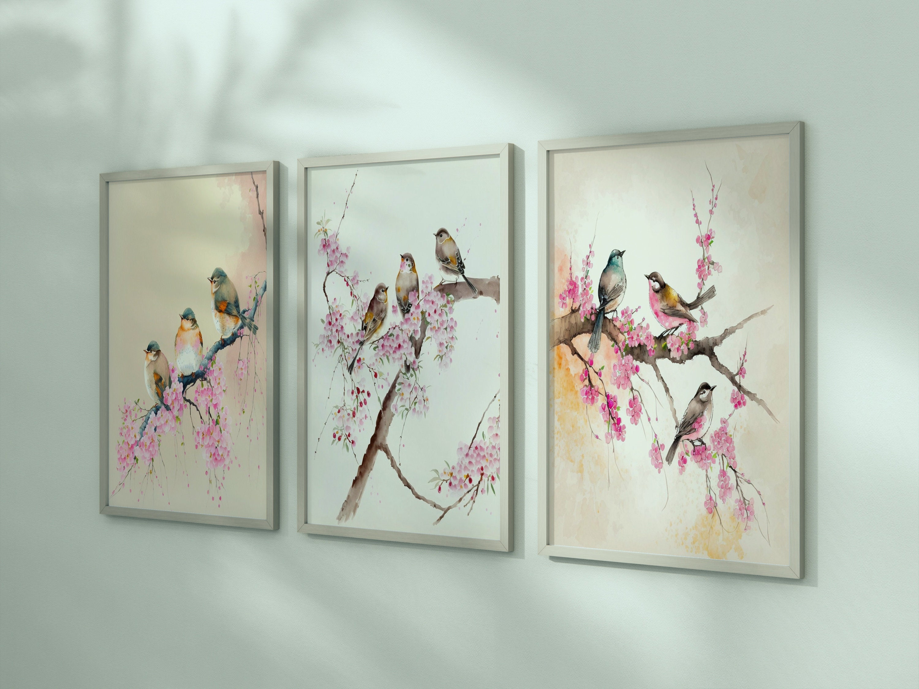 Cherry Blossom Print Pink Wall Art Downloadable Prints Set of 3 - Blush ...