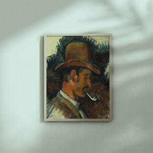 Man with Pipe by Paul Cezanne 1892/1896 oil on canvas printable vintage art