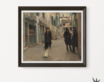 Street in Venice by John Singer Sargent 1882 oil on wood printable vintage art