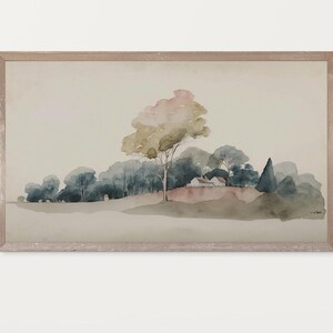 Farmhouse on a Hill, Watercolor Painting.  Samsung Frame TV art